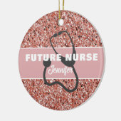 Future Nurse Medical Pink Glitzer Personalisiert Keramik Ornament (Links)