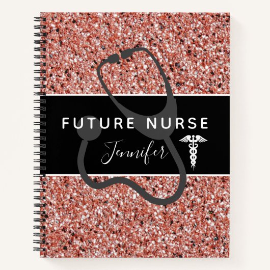 Future Nurse Medical Pink Glitzer Personalisiert Notizblock (Vorderseite)