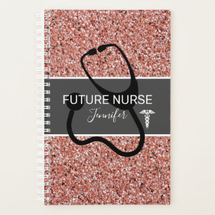 Future Nurse Rose Gold Glitzer Personalisiert Planer