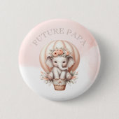 Future Papa Baby Shower Pfirsich-Elefant Button (Vorderseite)