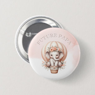 Future Papa Baby Shower Pfirsich-Elefant Button