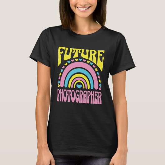 Future Photographer Bright Retro Rainbow Photograp T-Shirt (Vorderseite)