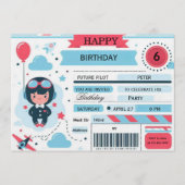 Future Pilot Airplane Boarding Pass Birthday Einladung (Vorderseite)