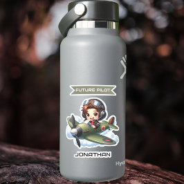 Future Pilot Boy Vintage Airplane Personalized Aufkleber