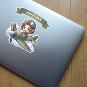 Future Pilot Boy Vintage Airplane Personalized Aufkleber