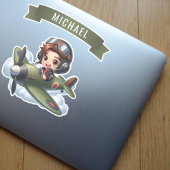 Future Pilot Boy Vintage Flugzeug Personalisiert Aufkleber