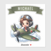 Future Pilot Boy Vintage Flugzeug Personalisiert Aufkleber (Blatt)