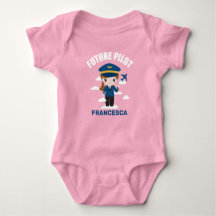 Future Pilot Girl Character Baby Bodysuit
