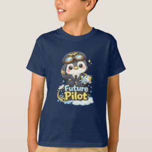 Future Pilot Kids T-Shirt – Süße Kawaii-Katze 