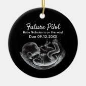 Future Pilot Pregnancy Announcement Funny Aviation Keramik Ornament (Vorne)