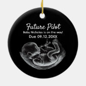 Future Pilot Pregnancy Announcement Funny Aviation Keramik Ornament (Hinten)