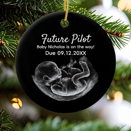 Future Pilot Pregnancy Announcement Funny Aviation Keramik Ornament