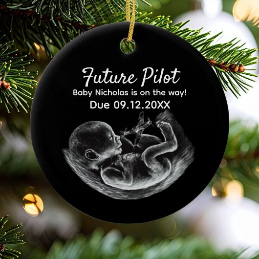 Future Pilot Pregnancy Announcement Funny Aviation Keramik Ornament