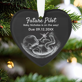 Future Pilot Pregnancy Announcement Funny Aviation Ornament