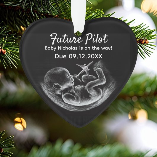 Future Pilot Pregnancy Announcement Funny Aviation Ornament