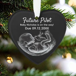 Future Pilot Pregnancy Announcement Funny Aviation Ornament