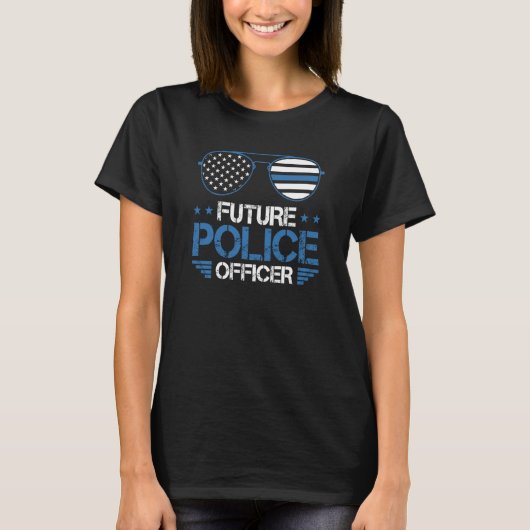 Future Police Officer Blue Line T-Shirt (Vorderseite)