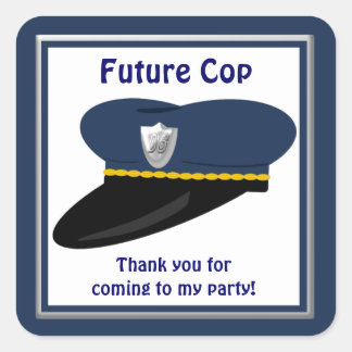 Future Polizist Police Hat Gastgeschenke Quadratischer Aufkleber