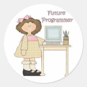 Future Programmer Girl Runder Aufkleber