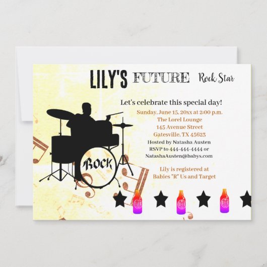 Future Rock Star Baby Shower Einladung (Vorderseite)