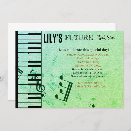 Future Rock Star Baby Shower Einladung (Vorne/Hinten)