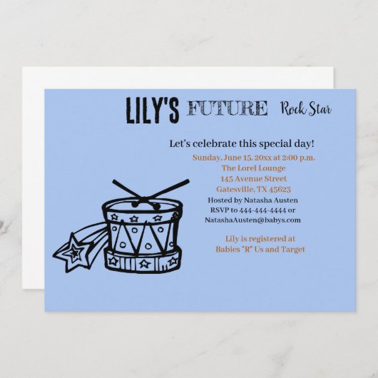 Future Rock Star Baby Shower Einladung (Vorne/Hinten)