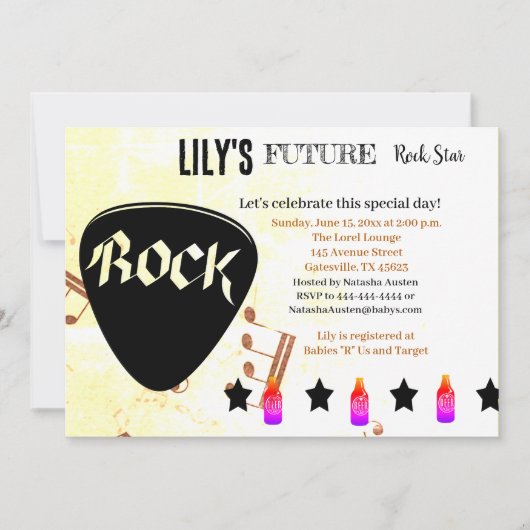 Future Rock Star Baby Shower Einladung (Vorderseite)
