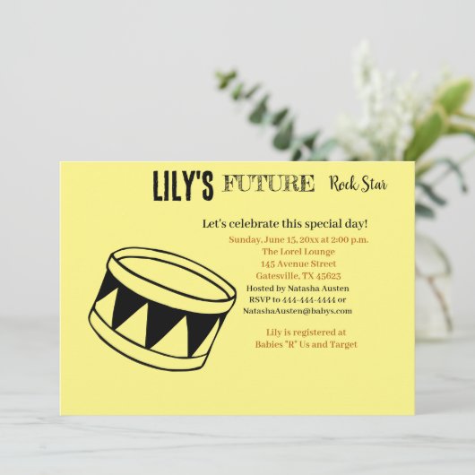 Future Rock Star Baby Shower Einladung (Stehend Vorderseite)