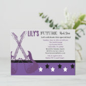 Future Rocker Baby Shower Lila Einladung (Stehend Vorderseite)