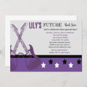 Future Rocker Baby Shower Lila Einladung (Vorne/Hinten)