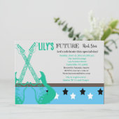 Future Rocker Baby Shower Seagreen Einladung (Stehend Vorderseite)