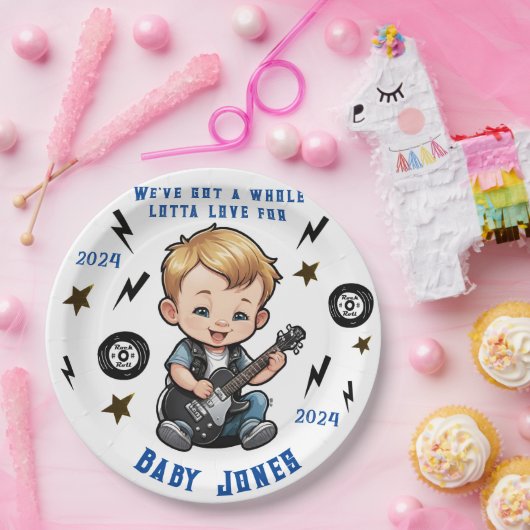 Future Rocker Rock'n'Roll Lotta Liebe Baby Boy Pappteller (Party)