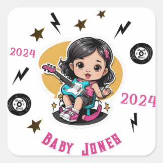 Future Rocker Rock'n'Roll Lotta Liebe Baby Girl Quadratischer Aufkleber
