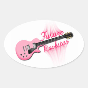 Future Rockstar rosa Gitarre oval Aufkleber