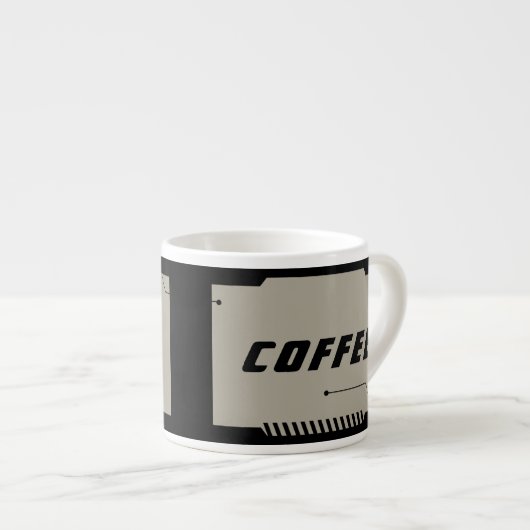 Future SciFi Space, Black Frames on Beige  Espressotasse (Vorderseite Rechts)