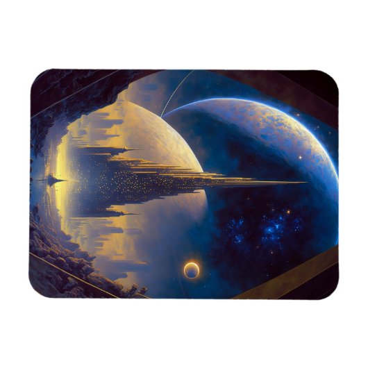 Future Space City Sci-Fi Art Magnet (Horizontal)