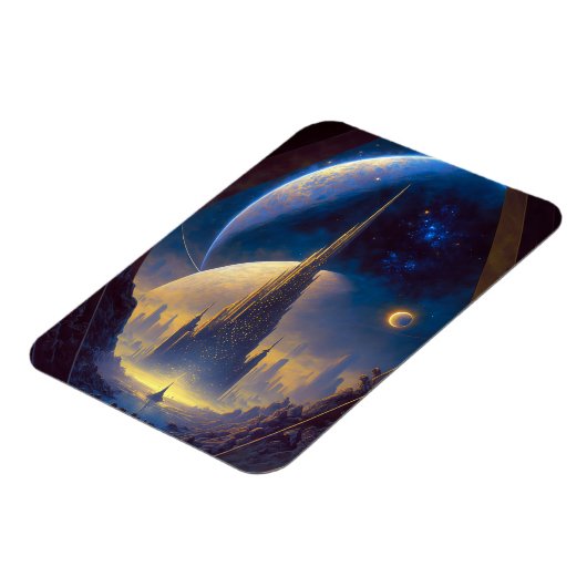 Future Space City Sci-Fi Art Magnet (Linke Seite)