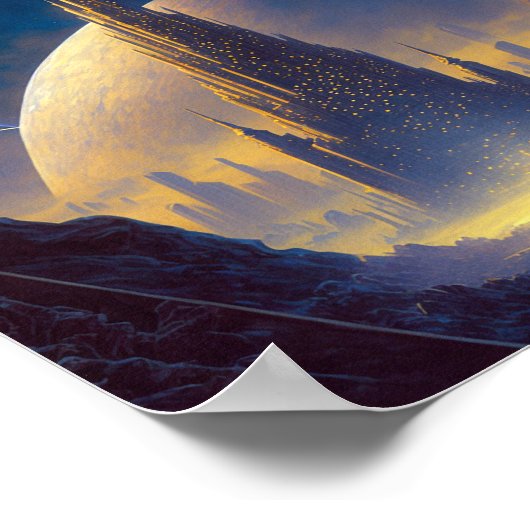 Future Space City SciFi Art Poster (Ecke)