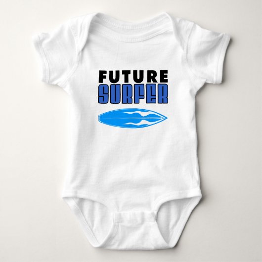 Future Surfer Blue Surf Board Baby Strampler (Vorderseite)
