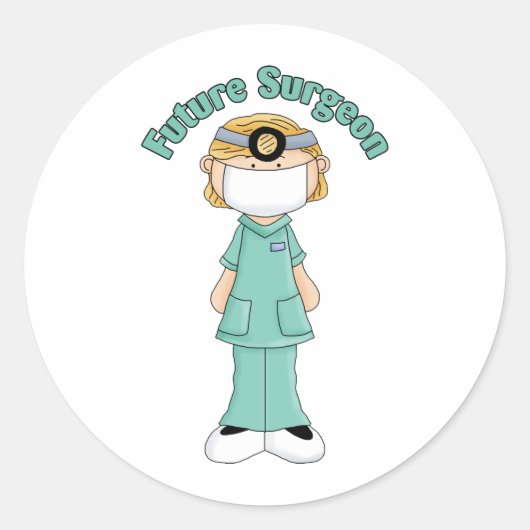 Future Surgeon Little Girl Runder Aufkleber (Vorderseite)