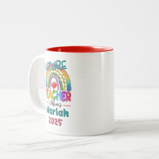 Future Teacher Personalized  Zweifarbige Tasse (Vorderseite Links)