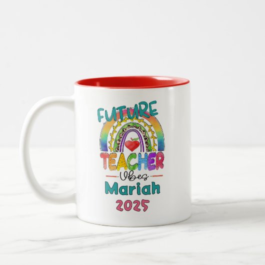 Future Teacher Personalized  Zweifarbige Tasse (Links)