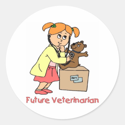 Future Vet - Kleines Mädchen Runder Aufkleber (Vorderseite)