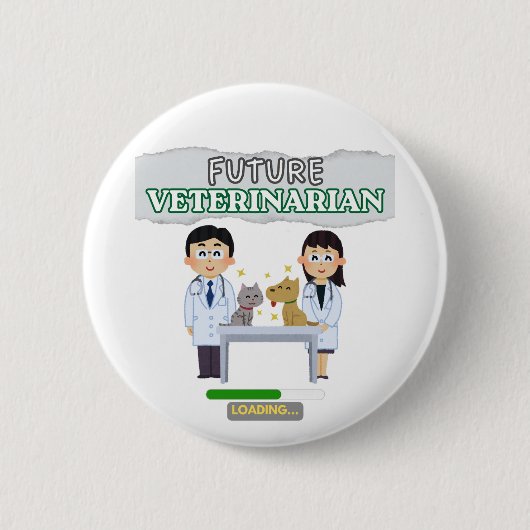 Future Veterinarian Loading – Vet Student Design Button (Vorderseite)