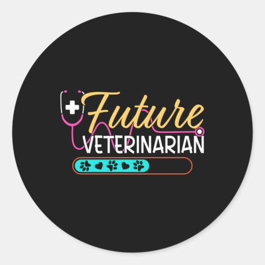 Future Veterinary Stethoscope Future Vet Runder Aufkleber (Vorderseite)