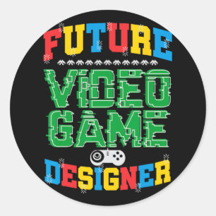 Future Video Game Designer T Shirt Boys Girls Kind Runder Aufkleber