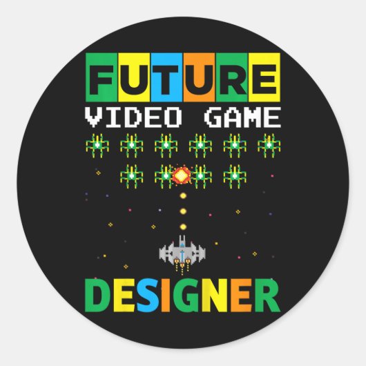 Future Video Game Developer Kinderspiel Design Runder Aufkleber (Vorderseite)