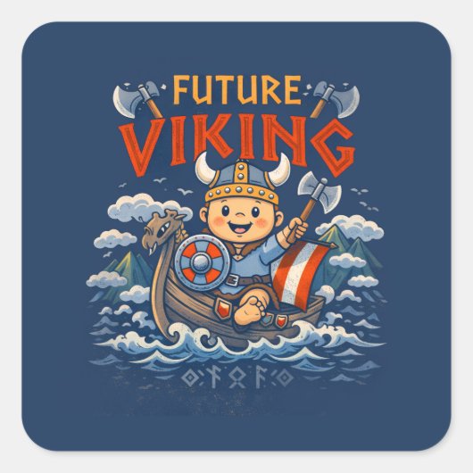 Future Viking Funny Norwegian Stickers (Vorderseite)