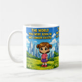 Future vs. Past Lost innocence Sentimental Cartoon Kaffeetasse (Links)