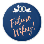 Future Wifey Love Birds in Deep Blue Keramikknauf (Vorderseite)